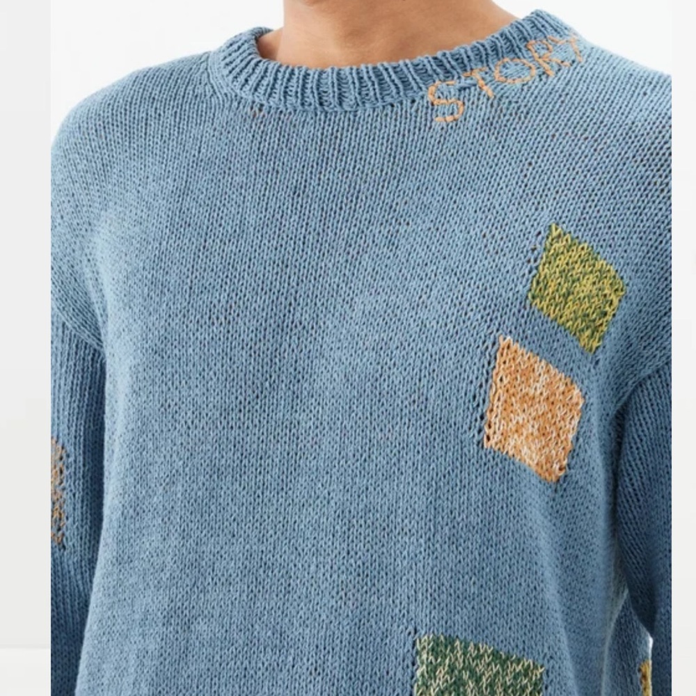 Story MFG. Spinning Patchwork Organic-cotton Sweater - Picture 3 of 10